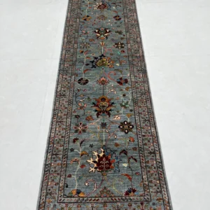 Handmade Afghan Sultani Runner Rug – 2.7x9.11 Ft Wool Hallway Rug – Vegetable Dyed Tribal Carpet – Long Soft Wool Runner